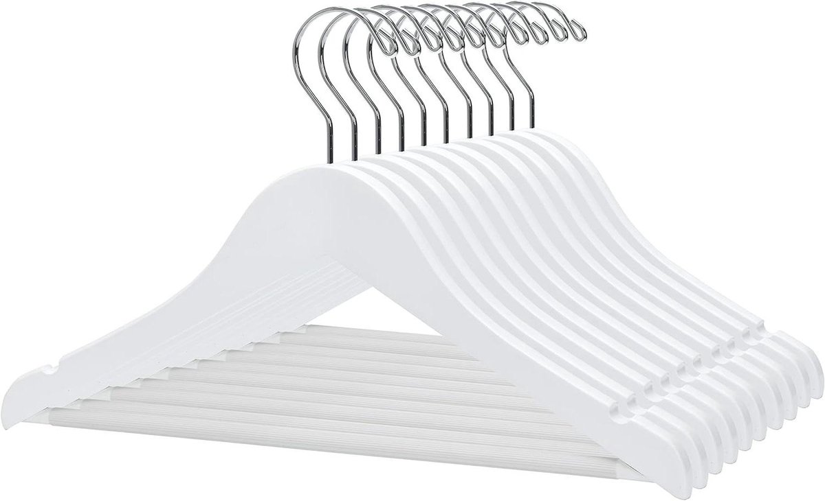 Kinder Kledinghangers - Houten Hangers - Kleding Opbergen - Draaibare Haak - 20 Stuks - Wit