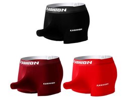 Huakunda Pack of 3 Men's Boxer Shorts Soft Boxer Briefs Open Hole Separate Pocket Breathable Elephant Underwear Cotton Underpants