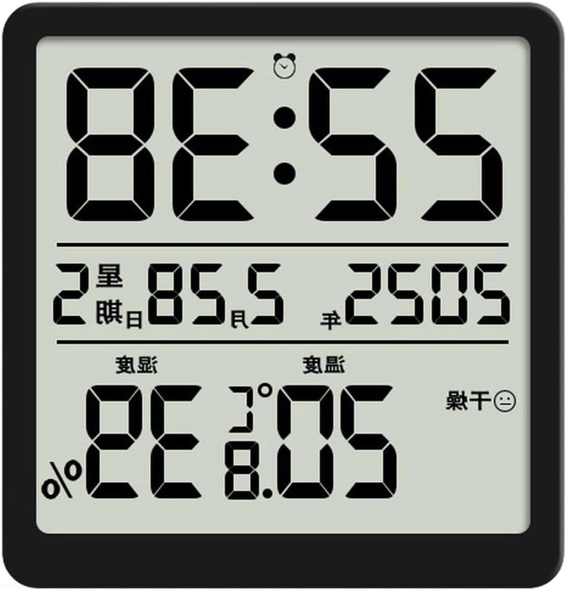 Digitale Wekker - Kamerklok - Omgevingsbewaking - Temperatuur Vochtigheid - 8x2x8.3cm - Zwart