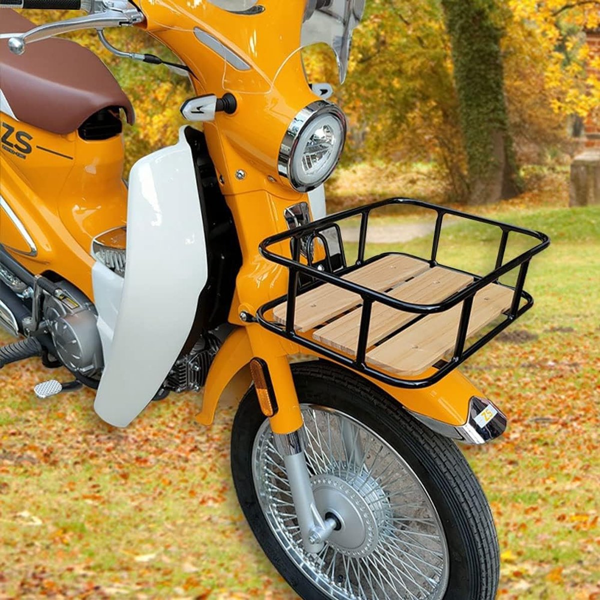 Voordrager met mand - Fietsmand voordrager - Fiets bagage vervoer - Natuurlijk hout design - Universeel 24-28 inch - Zwart
