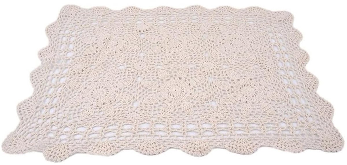 aladdien - Beige Rectangulaire Gehaakte Tafelmat 40x60cm van Katoen - Elegante Tafeldecoratie voor Thuis, Hotel en Café