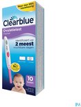 Clearblue digitale ovulatietest, identificeert uw 2 meest vruchtbare dagen. Met babyafbeelding, 10 testen en de tekst 'Meer dan 99% nauwkeurig'.