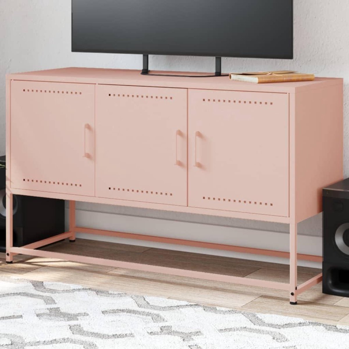 Tv-kast industrieel - Mediameubel - Woonkamer Inrichting - Stalen frame - 1005 cm breed - Roze