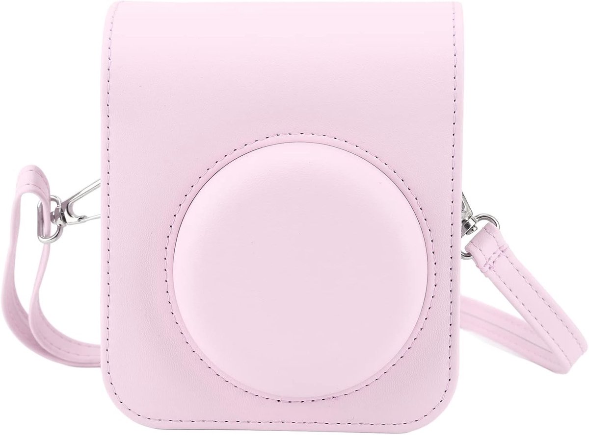 ONF3 - Beschermhoes Fujifilm Instax Mini 12 - PU Leer - Afneembare Tas - Verstelbare Schouderband - Draagbare Beschermhoes Instant Camera - Lich...