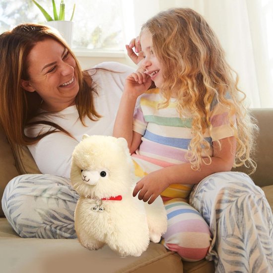 Pluche Knuffeldier - Zacht Speelgoed - Kinderen Knuffelen - Met Rinkelende Bel - 25 cm - Wit — afbeelding 5
