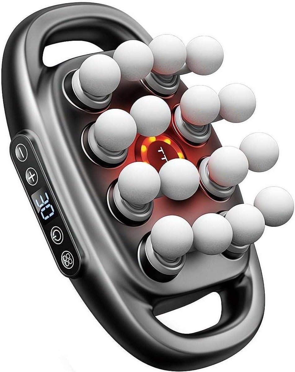 Massage Gun Set - Spierherstel Apparaat - Spierontspanning - 16 Intensiteitsniveaus - 8 Opzetstukken - Grijs