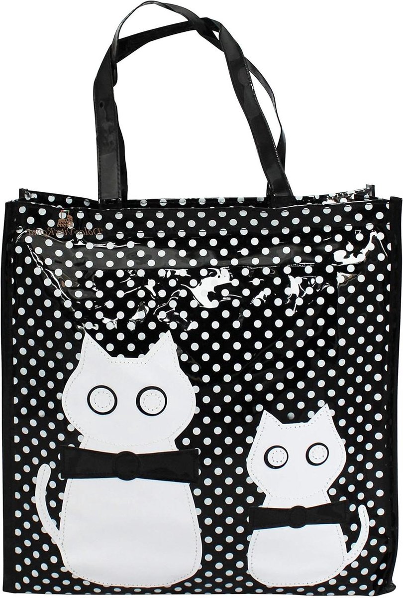 Dames Shopper - Plastic Tas - Boodschappen Doen - Scheurvast Materiaal - 25 cm Hoog - Zwart
