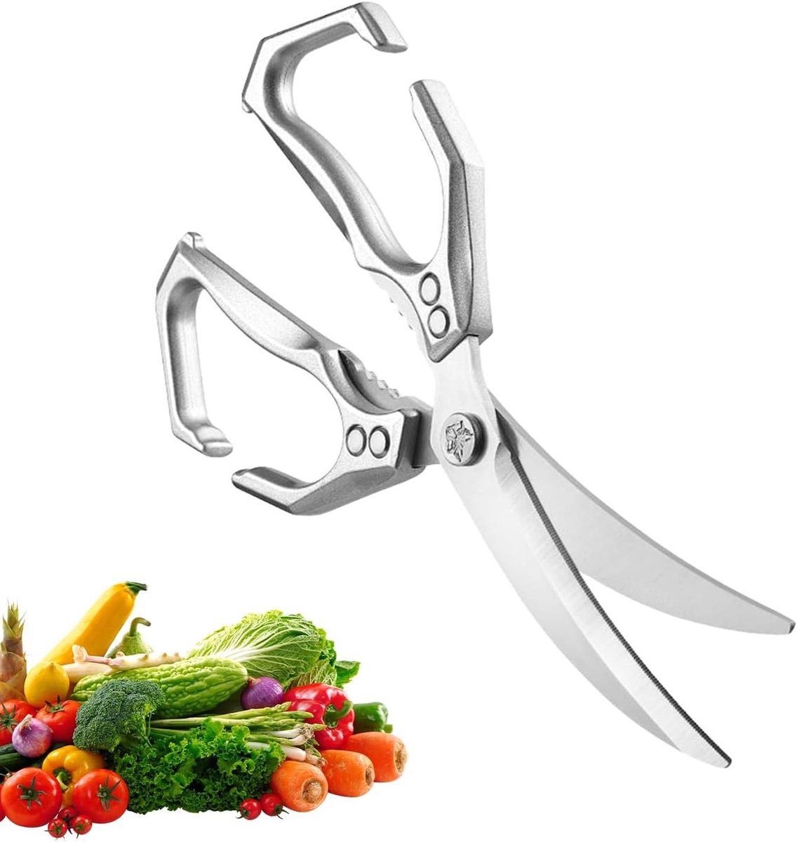 Keukenschaar - Multifunctioneel gereedschap - Eten bereiden - Met notenkraker - 1 stuk - Zilver