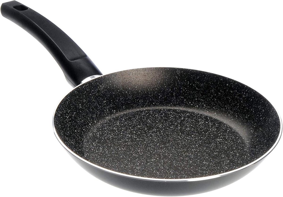Koekenpan - Koekenpan Aluminium - Dagelijks Koken - Antiaanbak Steen Effect - 28 cm - Zwart