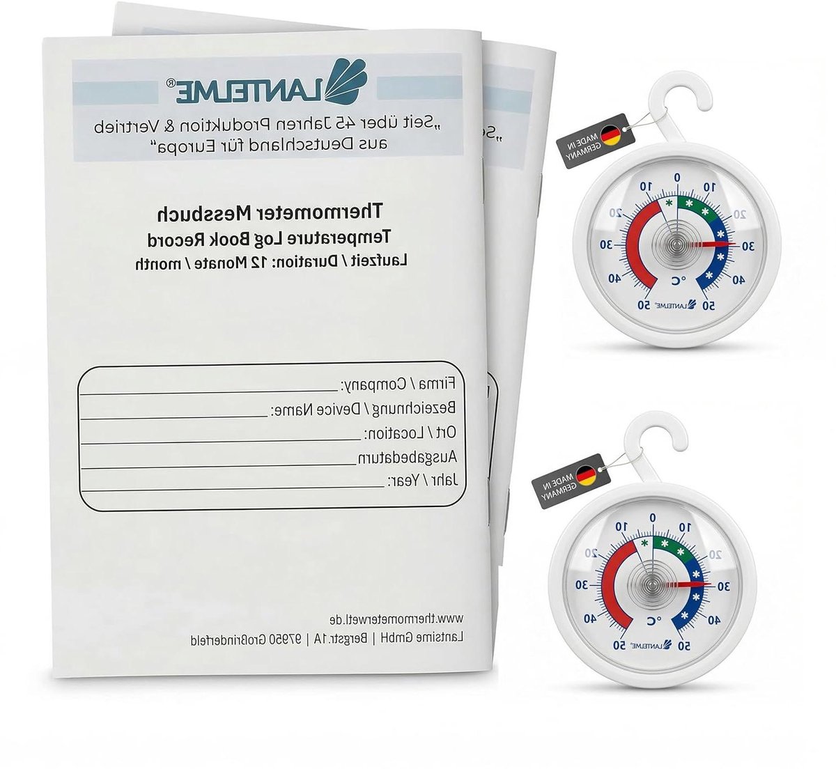 Koelkastthermometers - Temperatuurmeters - Temperatuur Bewaken - Praktische 4-delige set - 2 stuks - Wit