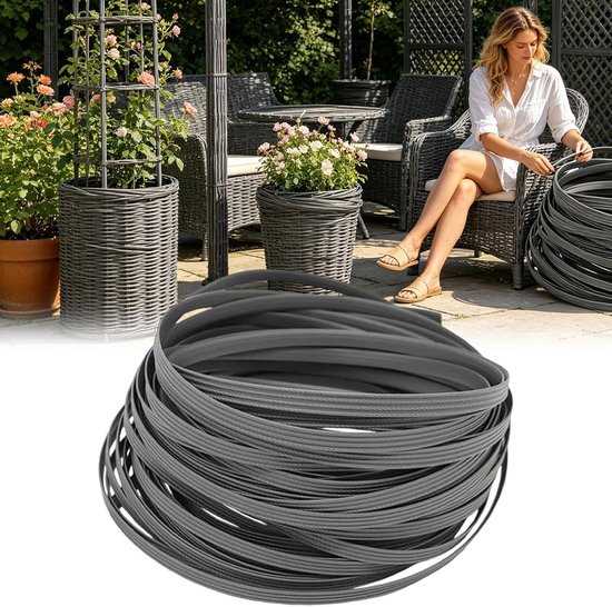 Rieten Reparatieset - Vlechtmateriaal - Meubels Herstellen - Waterdichte Strips - 120 Meter - Grijs — afbeelding 4