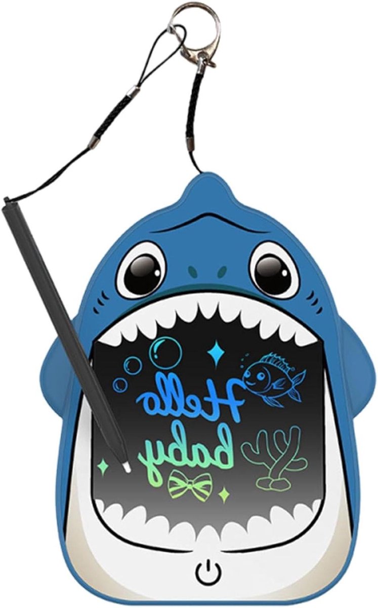 Doodlebord - Tekentablet Peuters - Creatief Tekenen - Cartoon Haai Design - 16.8 cm - Blauw