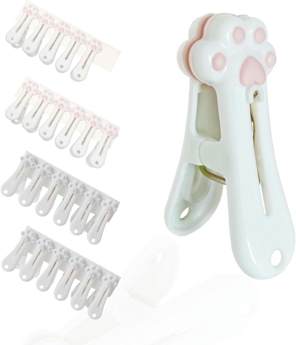 Plastic wasknijpers - Zakclips - Kleding drogen - Windbestendig ontwerp - 24 stuks - Roze en grijs
