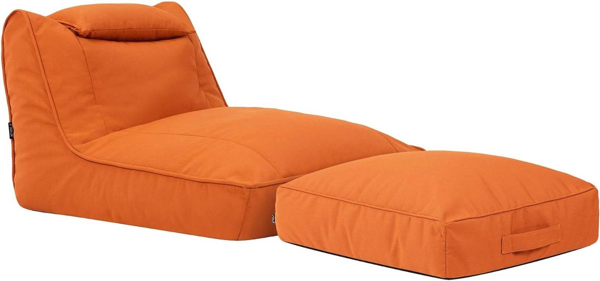 Zitzak met hocker - Lounger set - Ontspannen buiten - Waterafstotend olefin - 84 cm breed - Oranje