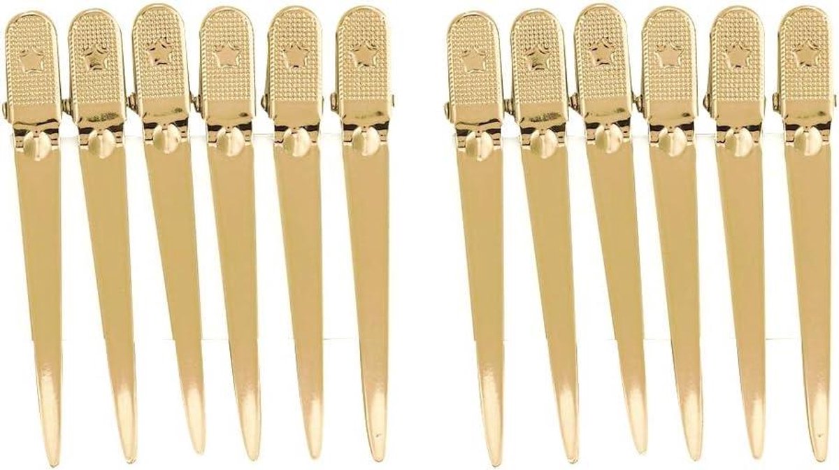 Haarstylingclips - Kappersclips - Haar Verdelen - Sterke Grip - 12 Stuks - Goud