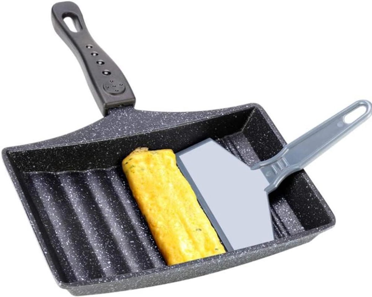 Koekenpan Antiaanbak - Omeletpan Japanse - Ontbijt Maken - Meerlaagse Constructie - 22.5 x 14 cm - Zwart