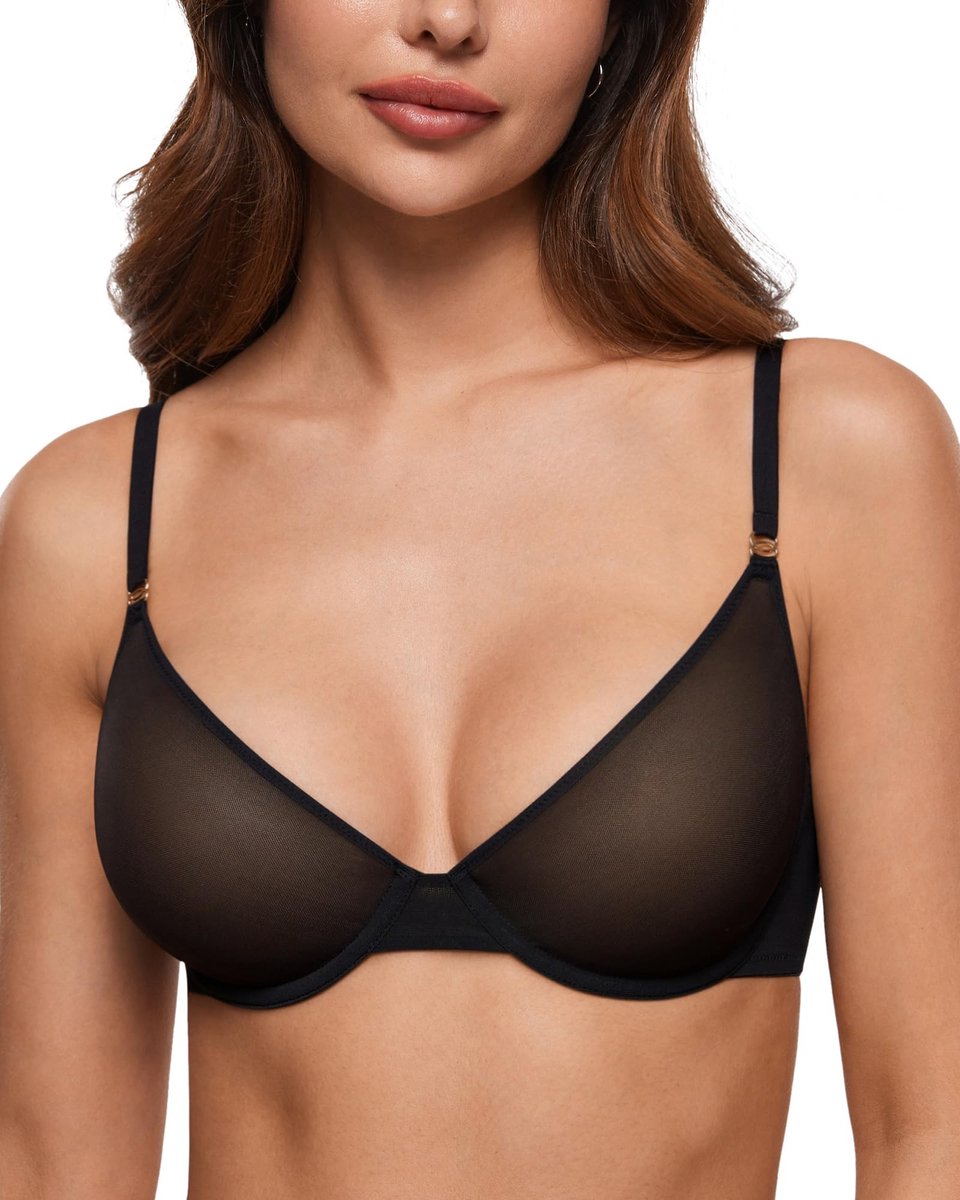 SPHProducts - Transparante BH - Sexy Mesh - Diepe Hals - Riemen - Comfortabele Dames BH - Ademend - Perfect voor Dagelijks Gebruik