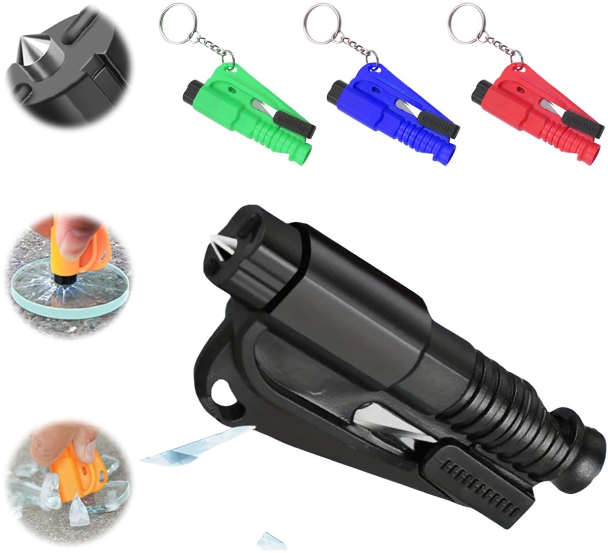 aladdien - Reddingsgereedschap - Sleutelhanger met Gordelsnijder - Noodhamer en Autoruitenbreker - Compact en Handig - Veiligheidsaccessoire voor Au..
