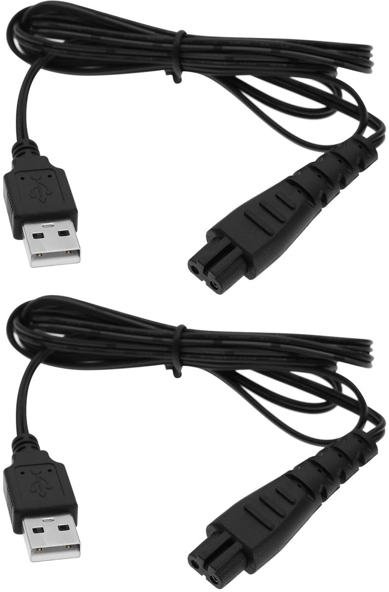 ONF3 - Baard Trimmer Oplader Kabel - 2 Stuks - PVC - Vervangend Accessoire - Compatibel met Remington Scheerapparaten - 1,2 m