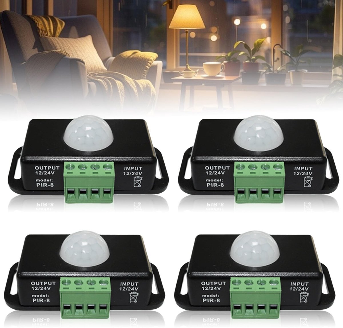 aladdien - LED Bewegingssensor - Mini PIR Sensor - Voor LED Strip Lampen - DC 12V/24V - Bewegingsdetectie - Energiezuinig - Compact formaat