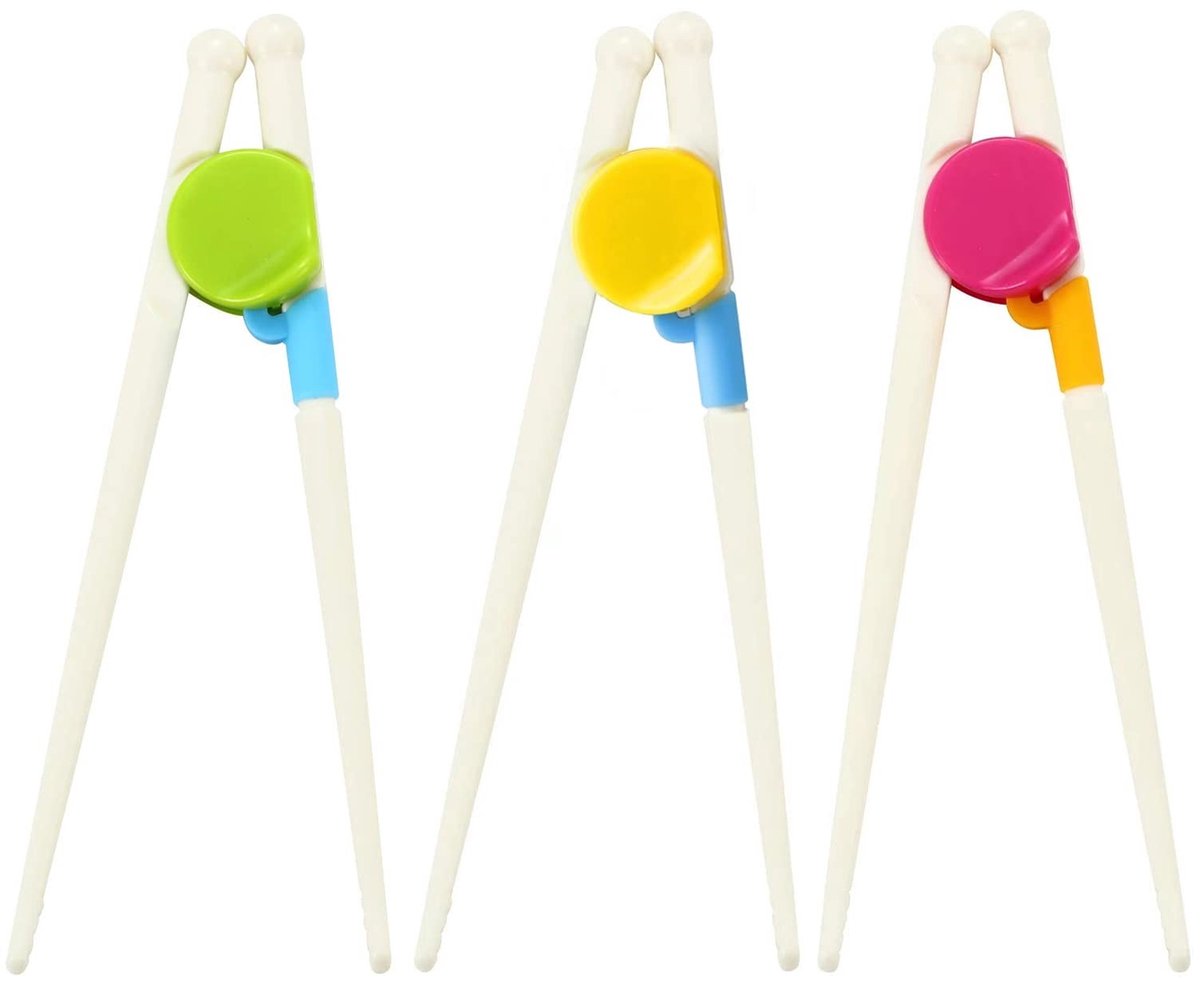 aladdien - Eetstokjes Met Hulp Ontwerp voor Kinderen - Geschikt voor Beginners en Ouderen - 3 Stuks - Meerkleurig - Veilig en Handig - Ideaal voor K..