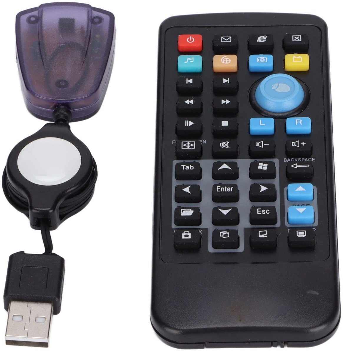 aladdien - PC Computer Afstandsbediening - Draadloze Controller - 18m Bereik - Mini USB - Multimedia Controller - Geschikt voor DVD MP3 Audio - ...