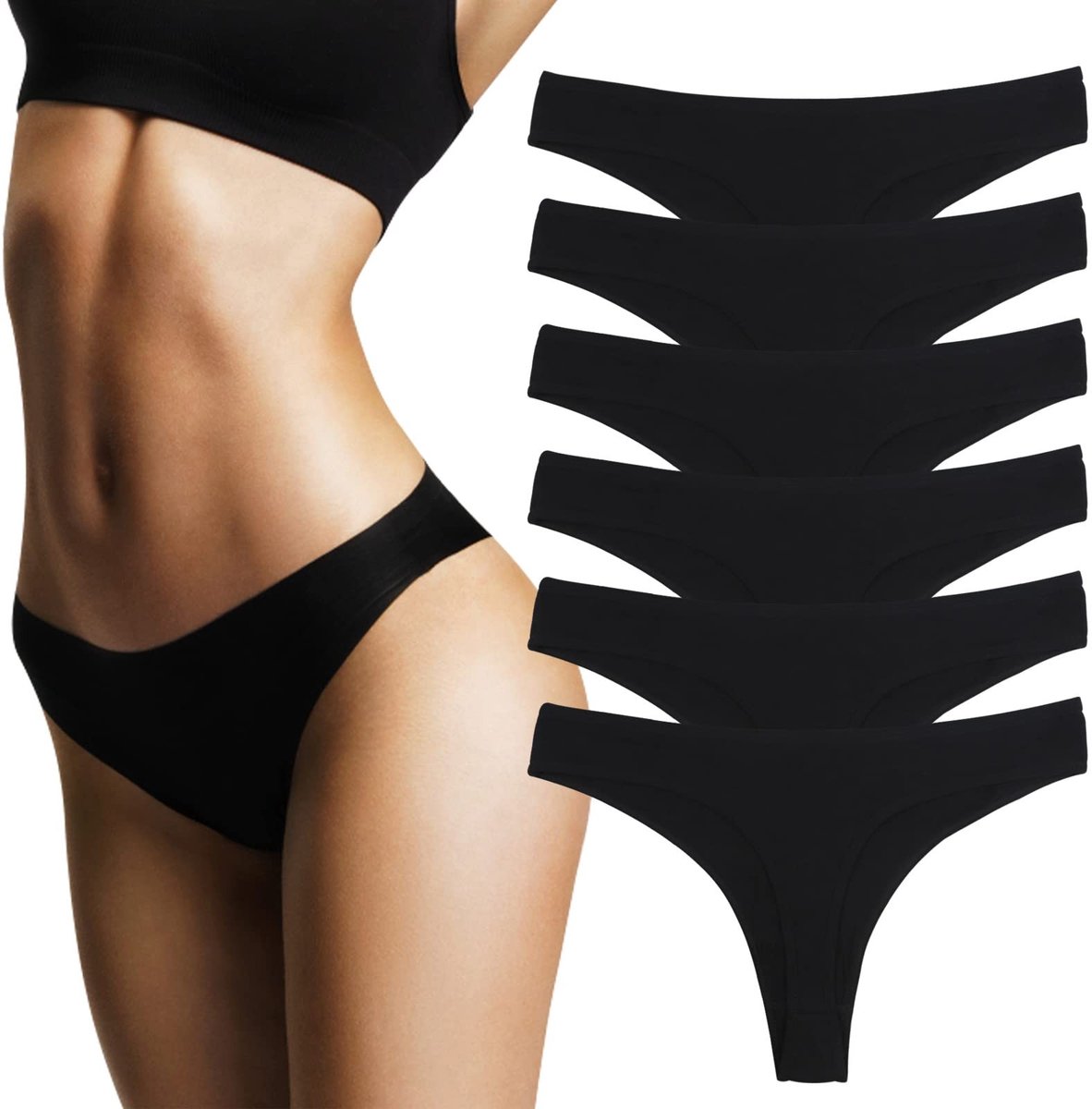 ONF3 - Dames Strings - Katoen Ondergoed - Ademend en Comfortabel - Set van 6 - Sexy Slipje - Geschikt voor Dagelijks Gebruik - Diverse Kleuren