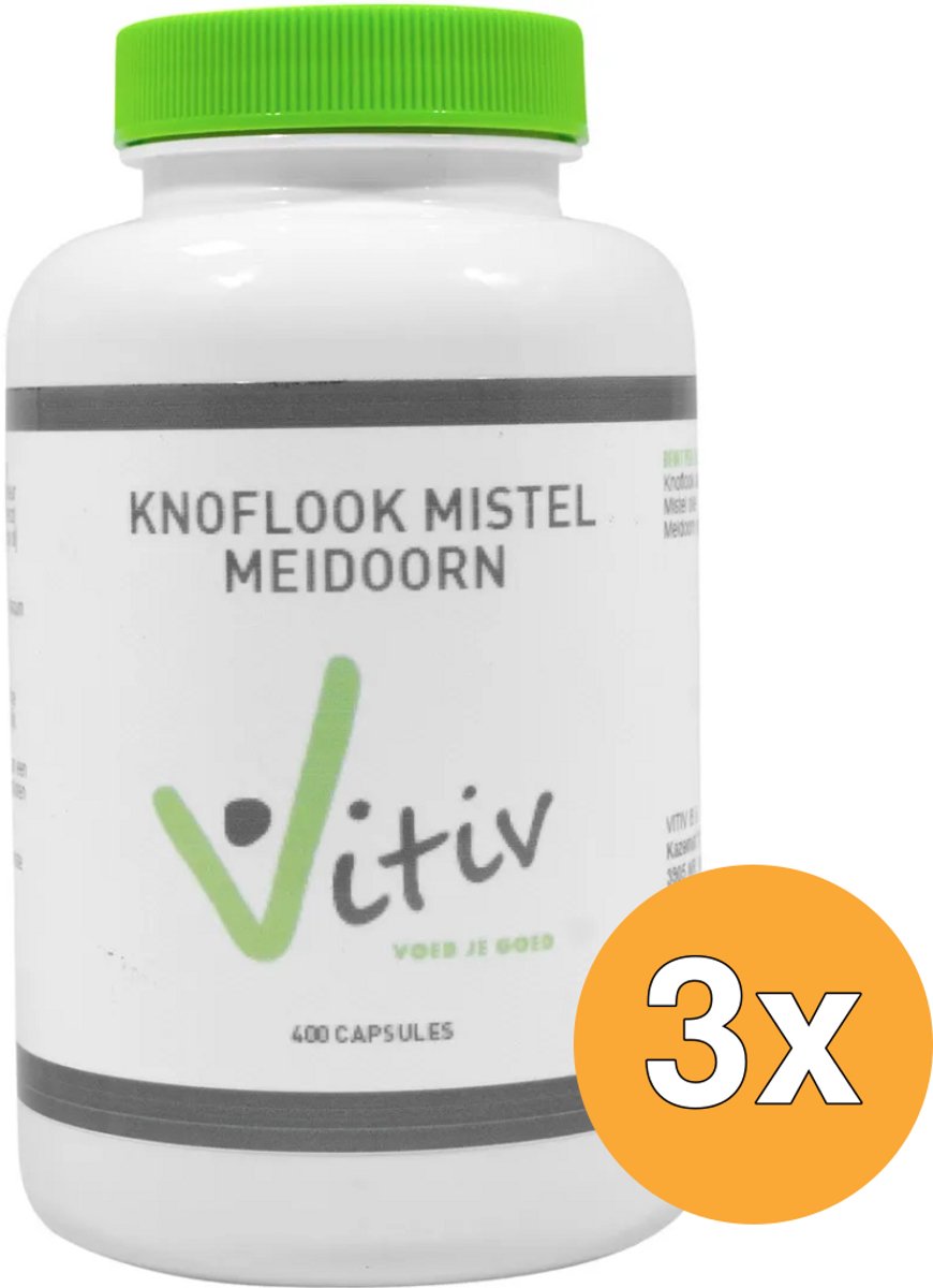 3x Vitiv Knoflook Mistel Meidoorn (400 capsules)