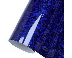CompraFun Gesmede Carbonfolie, Auto Vinylfolie, Zelfklevend, Zonder Luchtbellen, AutoWrappingfolie voor DIY Decoratie, Auto Motor Fiets Lakbeschermingsfolie (Blauw Glanzend, 30 x 150CM)