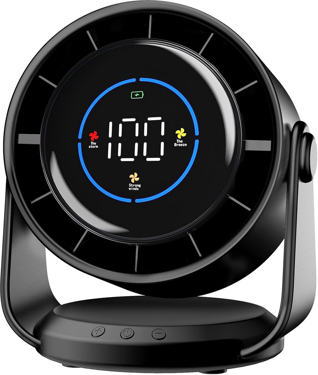 Krachtige USB Tafelventilator met LED Display en 100 Snelheden