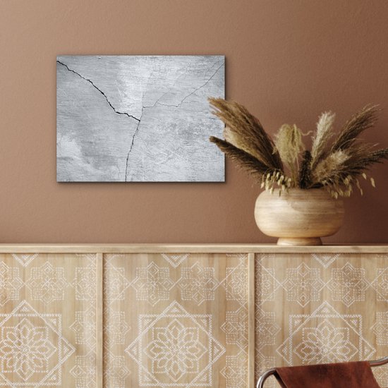 Aluminium schilderij 40x30 cm - Wanddecoratie metaal - Beton - Scheur - Grijs - Metalen muurdecoratie woonkamer - Decoratie industrieel - Foto op dibond - Industriële accessoires slaapkamer