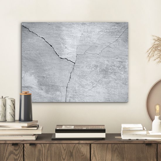 Aluminium schilderij 40x30 cm - Wanddecoratie metaal - Beton - Scheur - Grijs - Metalen muurdecoratie woonkamer - Decoratie industrieel - Foto op dibond - Industriële accessoires slaapkamer