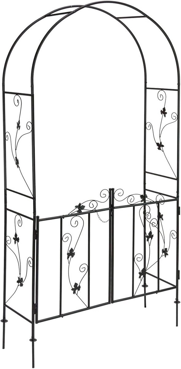 Rozenboog met deuren poorten, boog, tuinpoort, hekwerk, rankhulp, pergola, metaal, 112 x 3