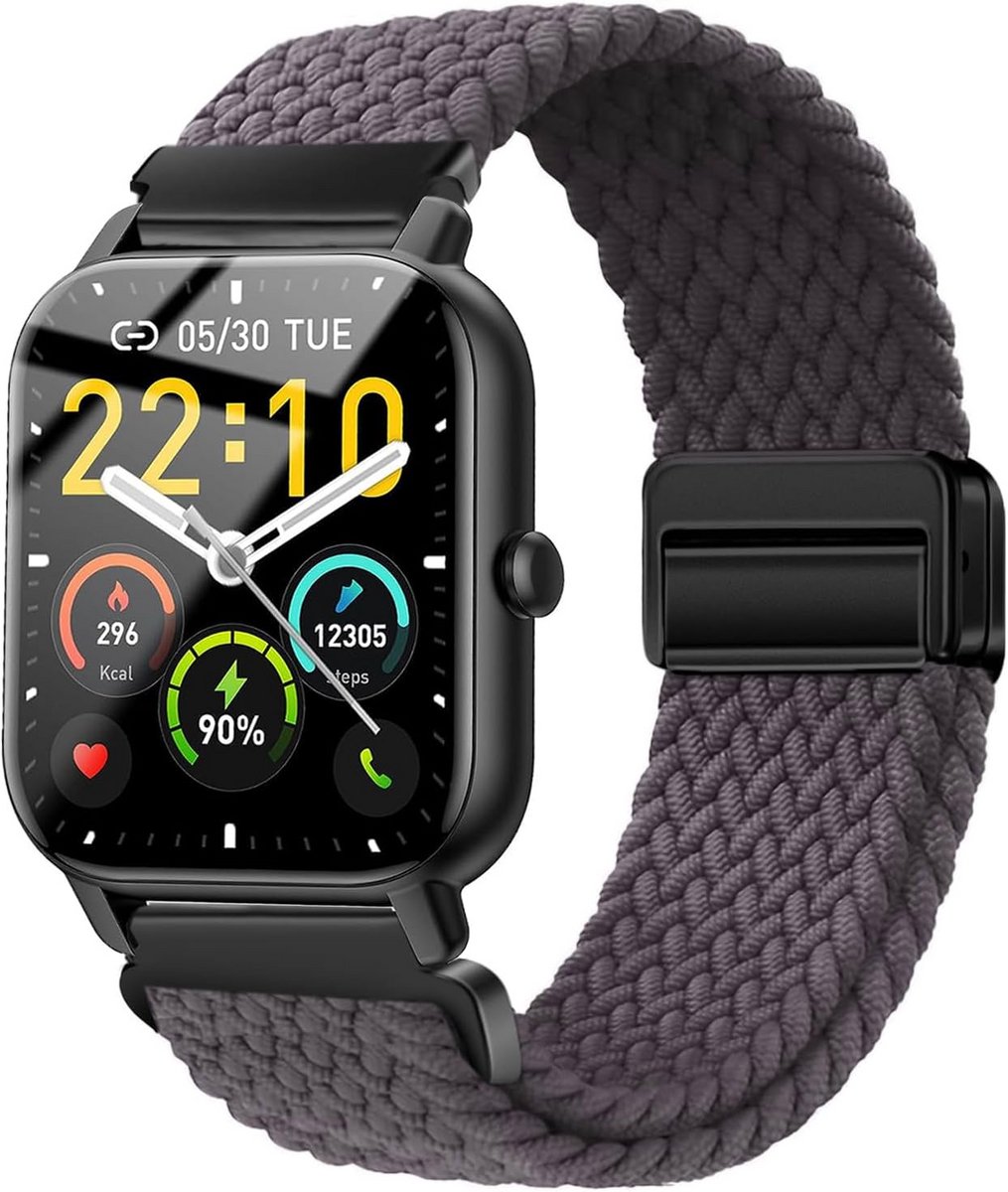 Gevlochten Nylon Horlogeband 22mm Verstelbaar voor Diverse Smartwatches