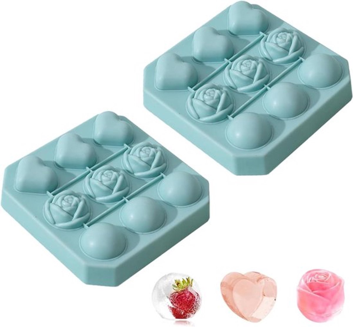 Siliconen ijsblokjesvorm met deksel voor ijs, whisky, cocktail - Blauw