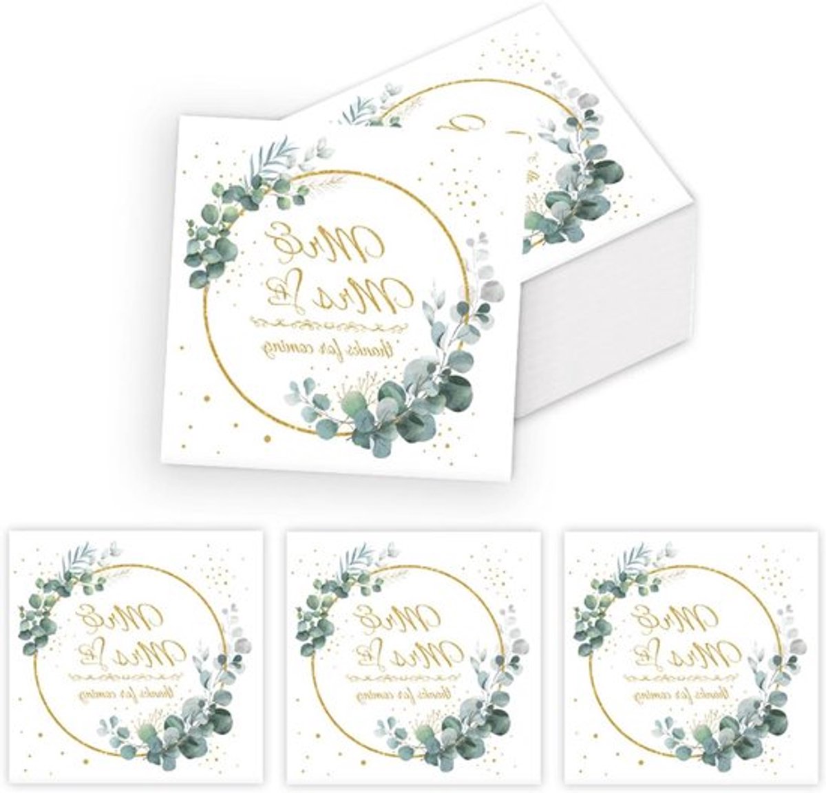 Feestelijke servetten voor een bruiloft - set van 20 stuks met eucalyptus design