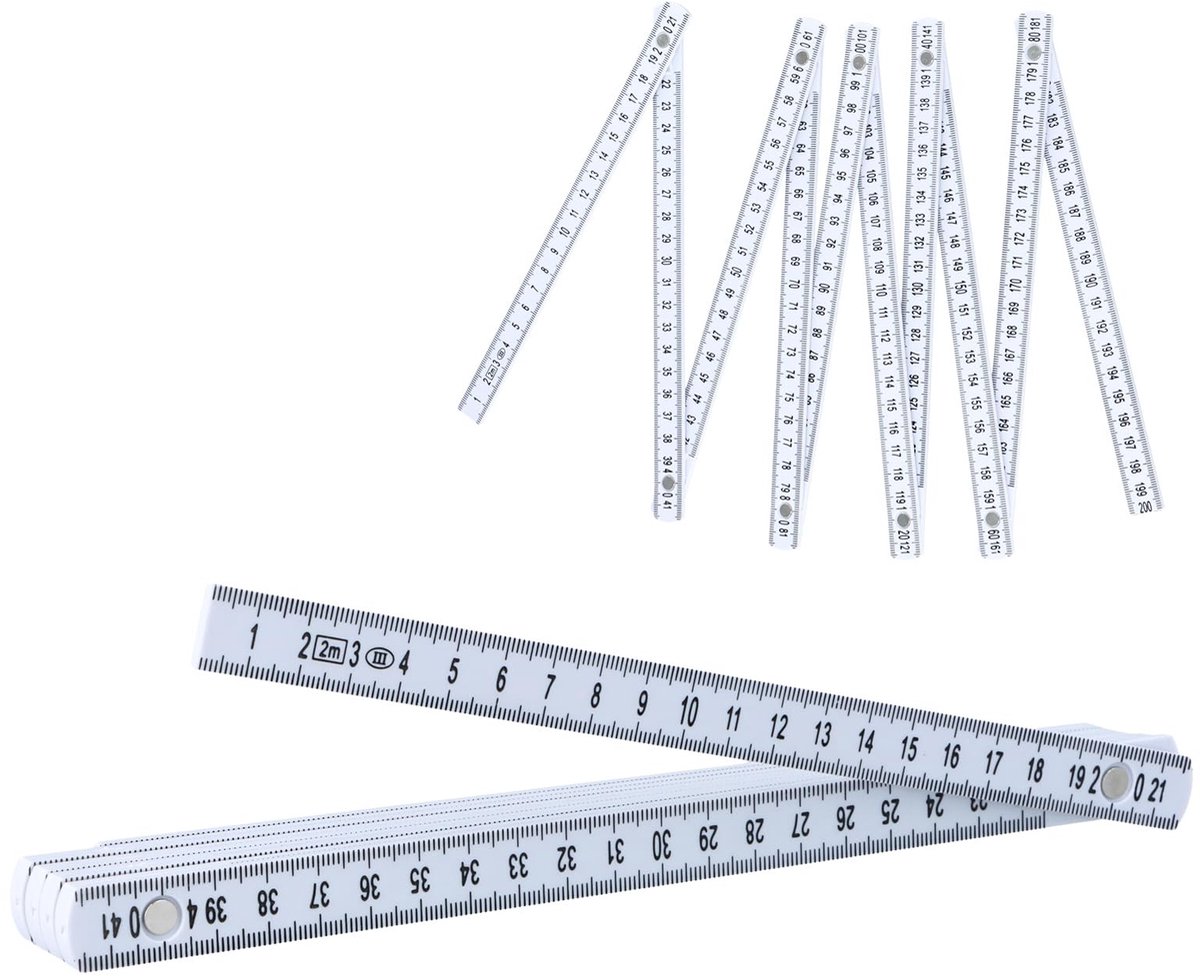 aladdien - Vouwmeter - 2 meter - Flexibel en krasbestendig - Wit - Meetlat - Perfect voor houtbewerking en klussen - Modern design