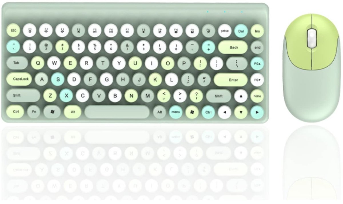 ONF3 - Draadloze Toetsenbordmuiscombinatie - Retro Toetsenbord - Ergonomisch en Schattig - Groente - Draadloze Muis - Typen met Stijl - Geschikt...