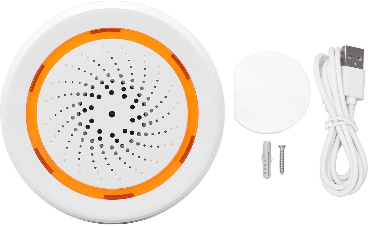 aladdien - Smart Sound Light Alarm - Draadloze Afstandsbediening - 90dB Speaker - Oranje - Home Security Alarm - Veiligheidssystemen - Geschikt ...