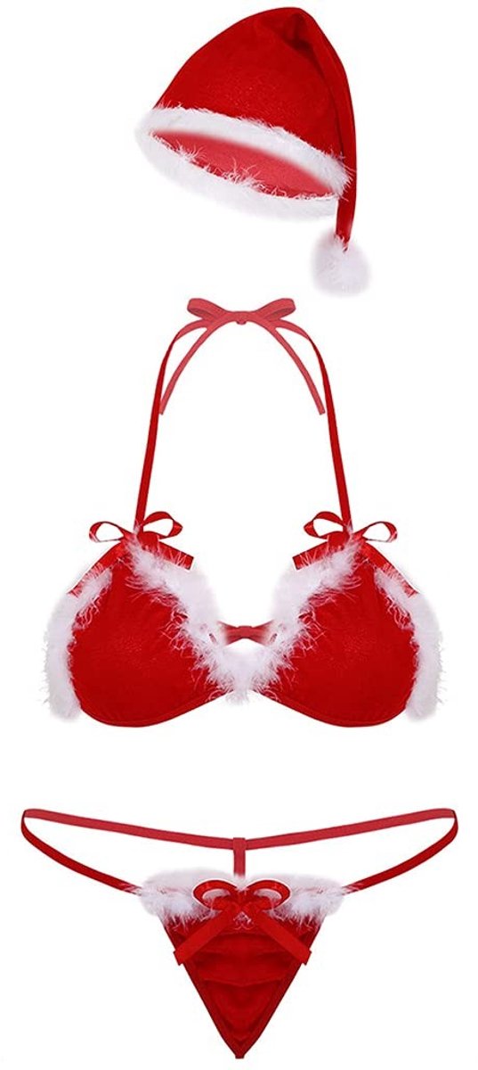aladdien - Lingerie set dames - Sexy ondergoed - Perfect voor kerst - Rood - Transparante pyjama - Feestelijke lingerie set - Eén maat