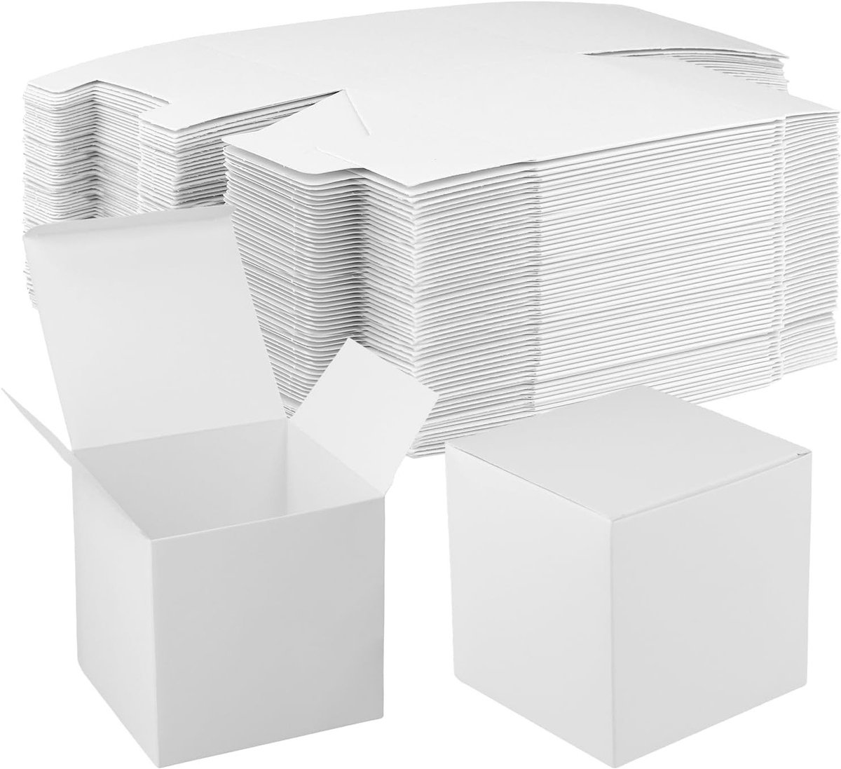 Kleine Witte Cadeau Dozen met Deksel, 10 x 10 x 10 cm, 60 Stuks, Vierkante Papieren Favor Dozen voor Feest, Bruiloft en Verjaardag