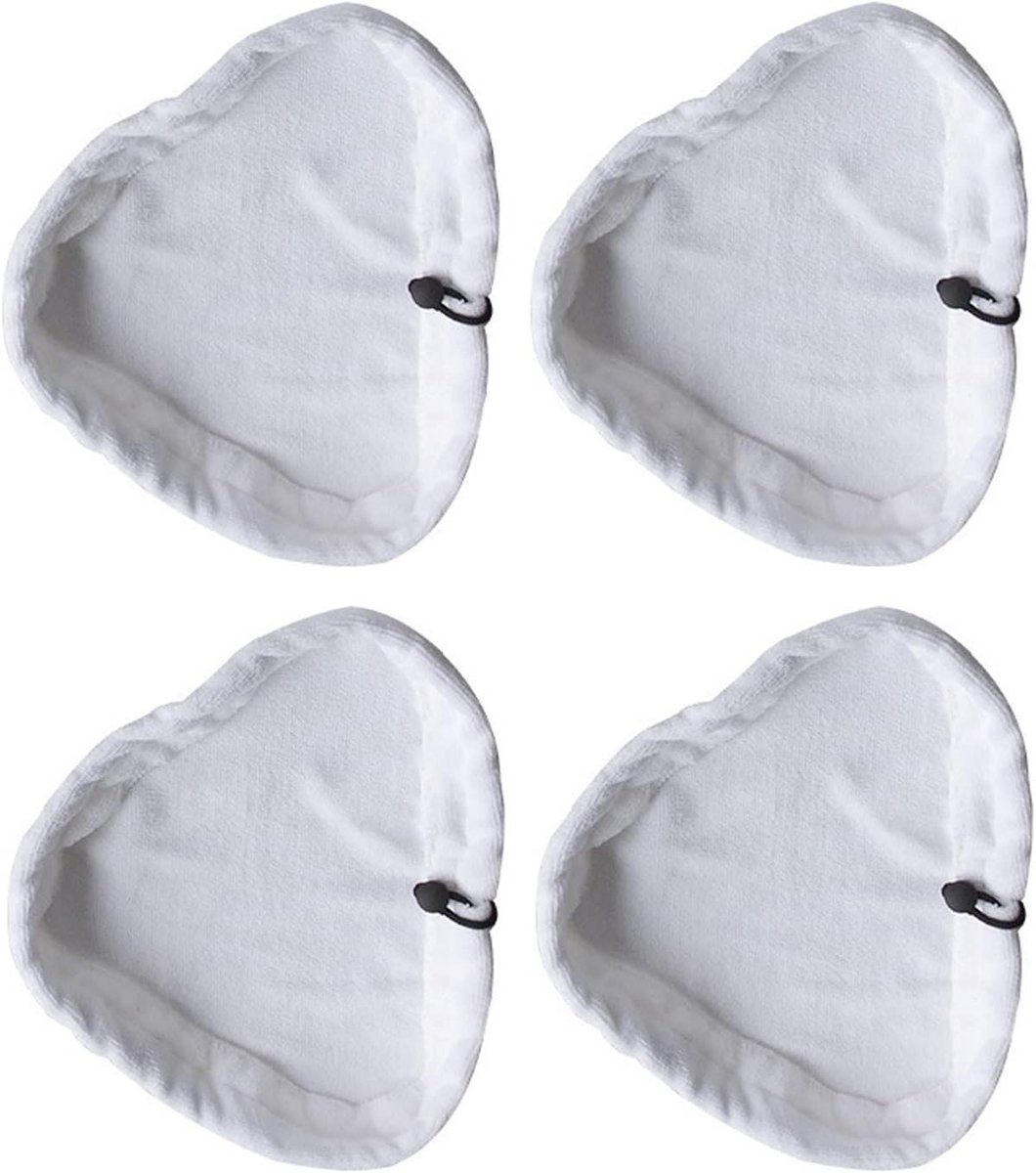 Stoomreiniger Pads - Microvezel Doeken - Vloeren Schoonmaken - Met Trekkoord - 4 Stuks - Wit
