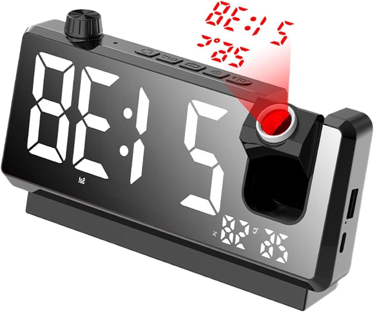 Projectie Wekker - Digitale Klok - Tijd Tonen - Automatische Helderheid - 18.5 cm - Zwart