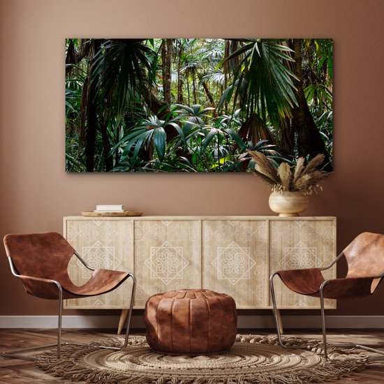 Aluminium schilderij 160x80 cm - Wanddecoratie metaal - Planten in regenwoud - Metalen muurdecoratie woonkamer - Decoratie industrieel - Foto op dibond - Industriële accessoires slaapkamer