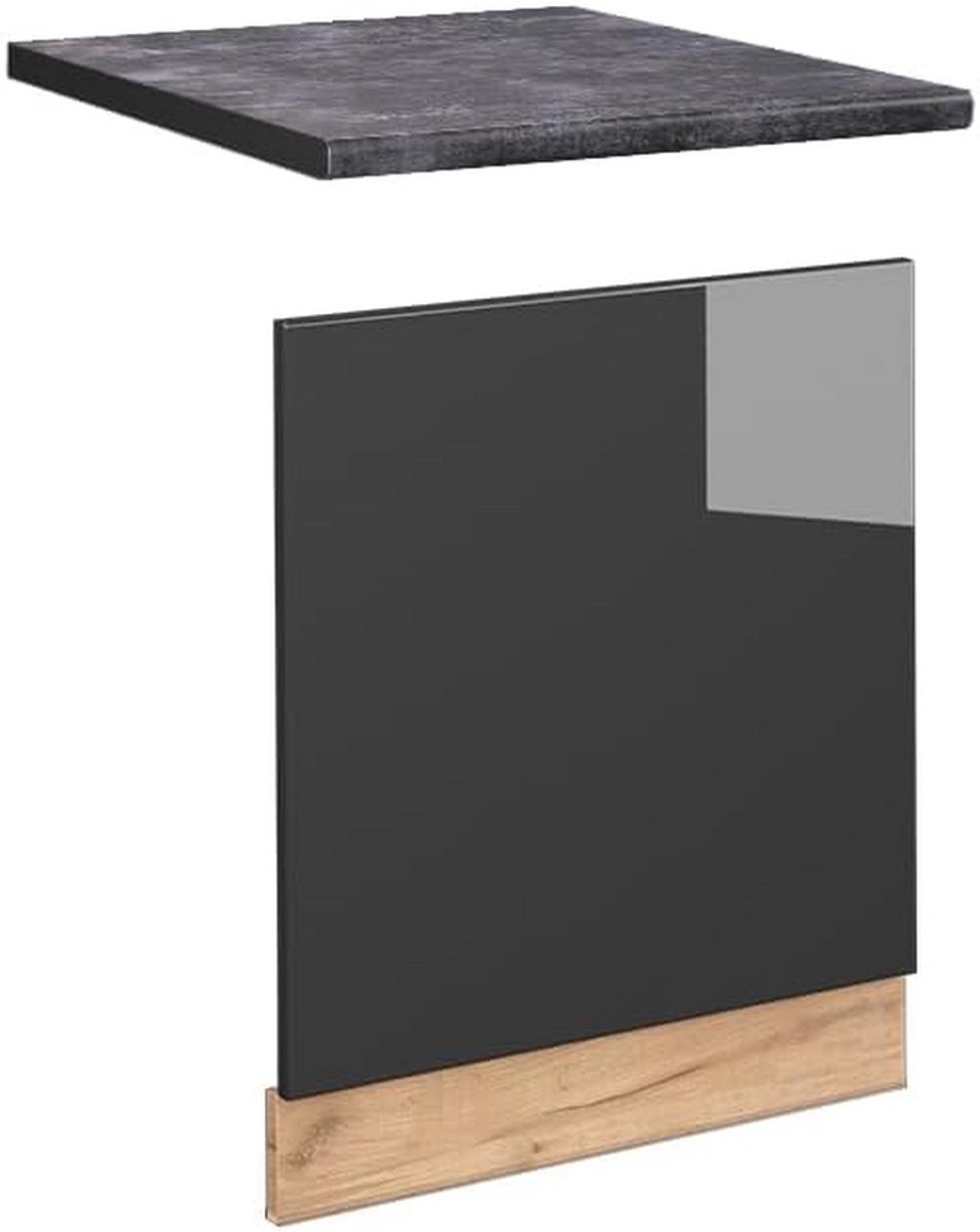Frontpaneel voor Vaatwasser Inbouw Meubel Hoogglans Antraciet Eikenlook