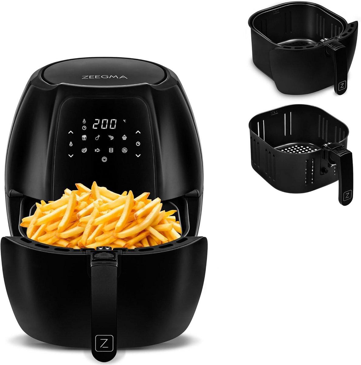 Airfryer Grote Capaciteit - Heteluchtfriteuse Vetvrij - Gezond Koken - Snelle Opwarming 60 Sec - 7.7 Liter - Zwart