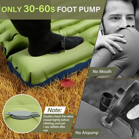 Campingmatras, ultralichte zelfopblazende matras met kussen en ingebouwde voetpomp, draagbare en compacte opblaasbare campingmatras, geschikt Geschikt voor lange reizen. van Merkloos — afbeelding 3