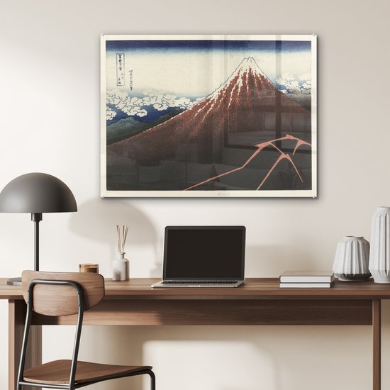 Orage au pied du mont Fuji - Peinture de Katsushika Hokusai Plexiglass 80x60 cm - Tirage photo sur Glas (décoration murale en plexiglas)