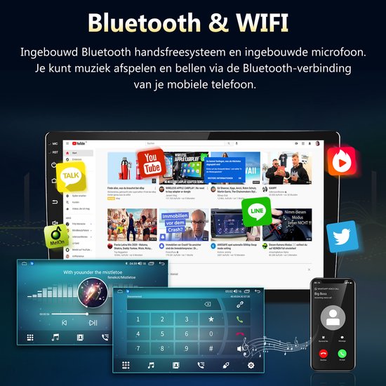 Junsun Android 15 Draadloze CarPlay Andriod Auto Autoradio Geschikt Voor Toyota Aygo Peugeot 107 Citroen C1 - Bluetooth - Achteruitrijcamera - GPS Navigatie - Plug & Play - 10-inch Touchscreen - WiFi - SWC - Octa-core processor