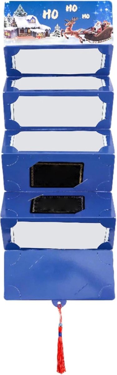 Kerst Geld Enveloppen - Papieren Portemonnee - Cadeau Houder - Zeven Compartimenten - 18x18x9.5 cm - Blauw